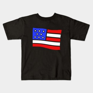 American Flag in The Wind v2 Kids T-Shirt